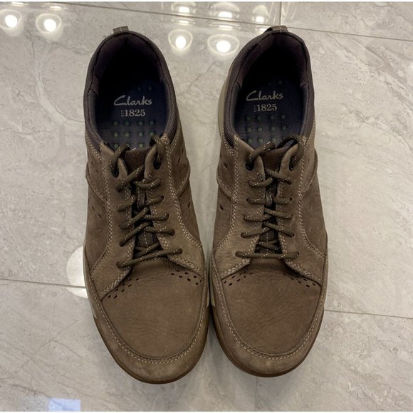 CLARKS Mens Shoes Size US 10 UK 9 EU 43 Brown Leather & Suede Sneakers Ortholite - Picture 8 of 16